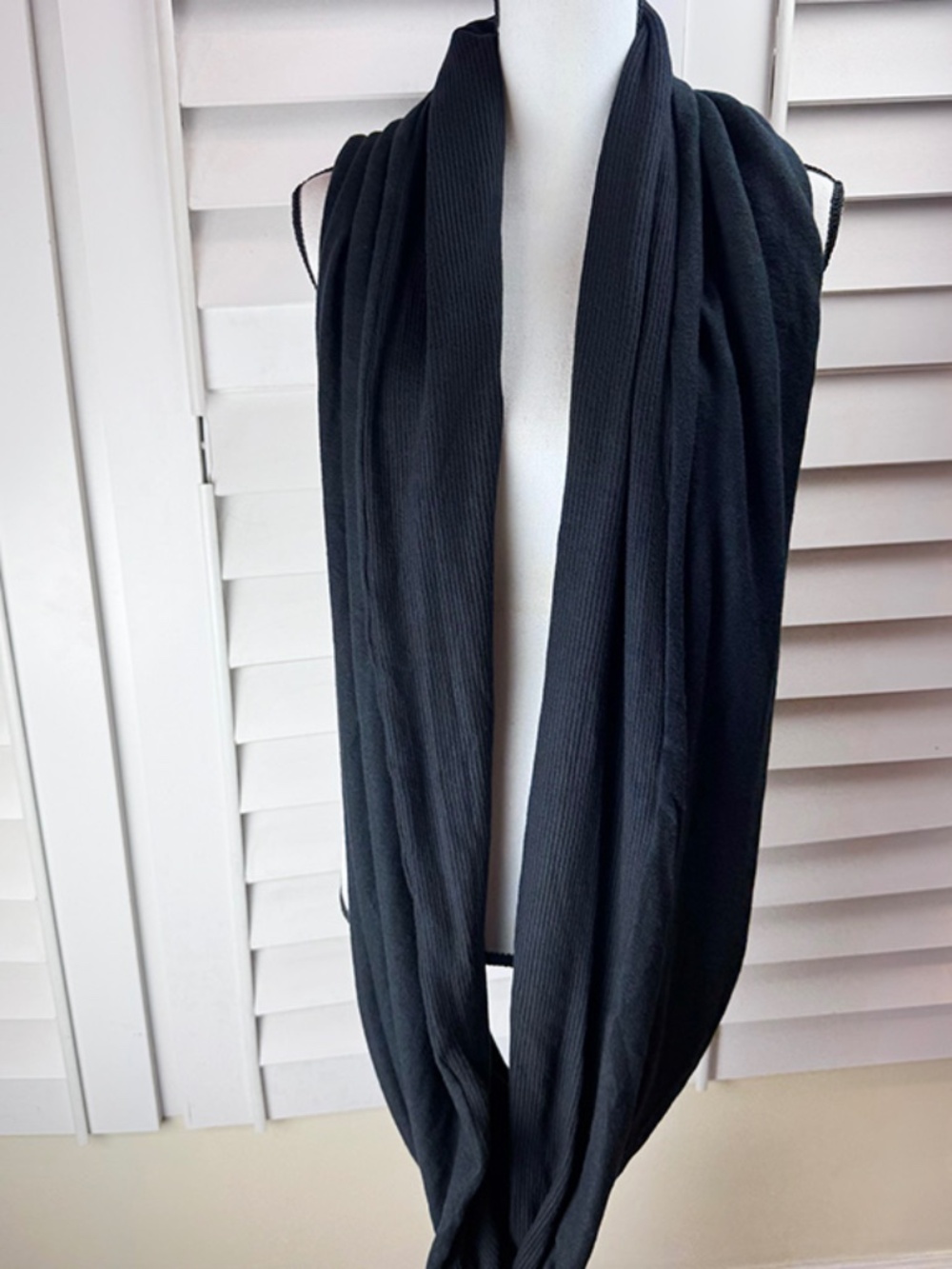NWT ALALA Black Infinity Scarf - Very Soft Cotton/Spandex (A235)